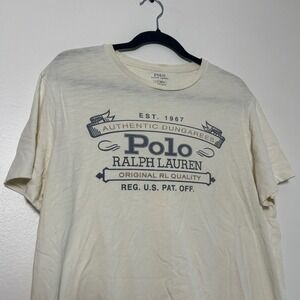 Vintage 90's y2k Polo Ralph Lauren Cream Slim Fit single stitch‎ tee